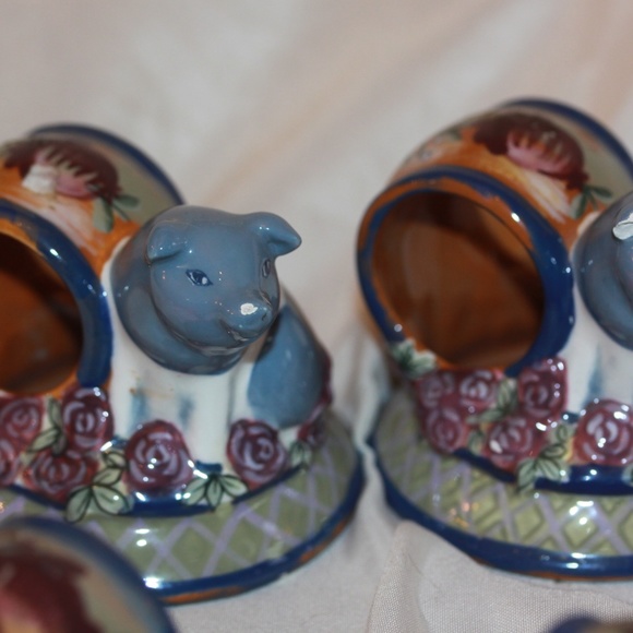 4 Ceramic Painted PIG Napkin Holders Hand Painted - Picture 5 of 5
